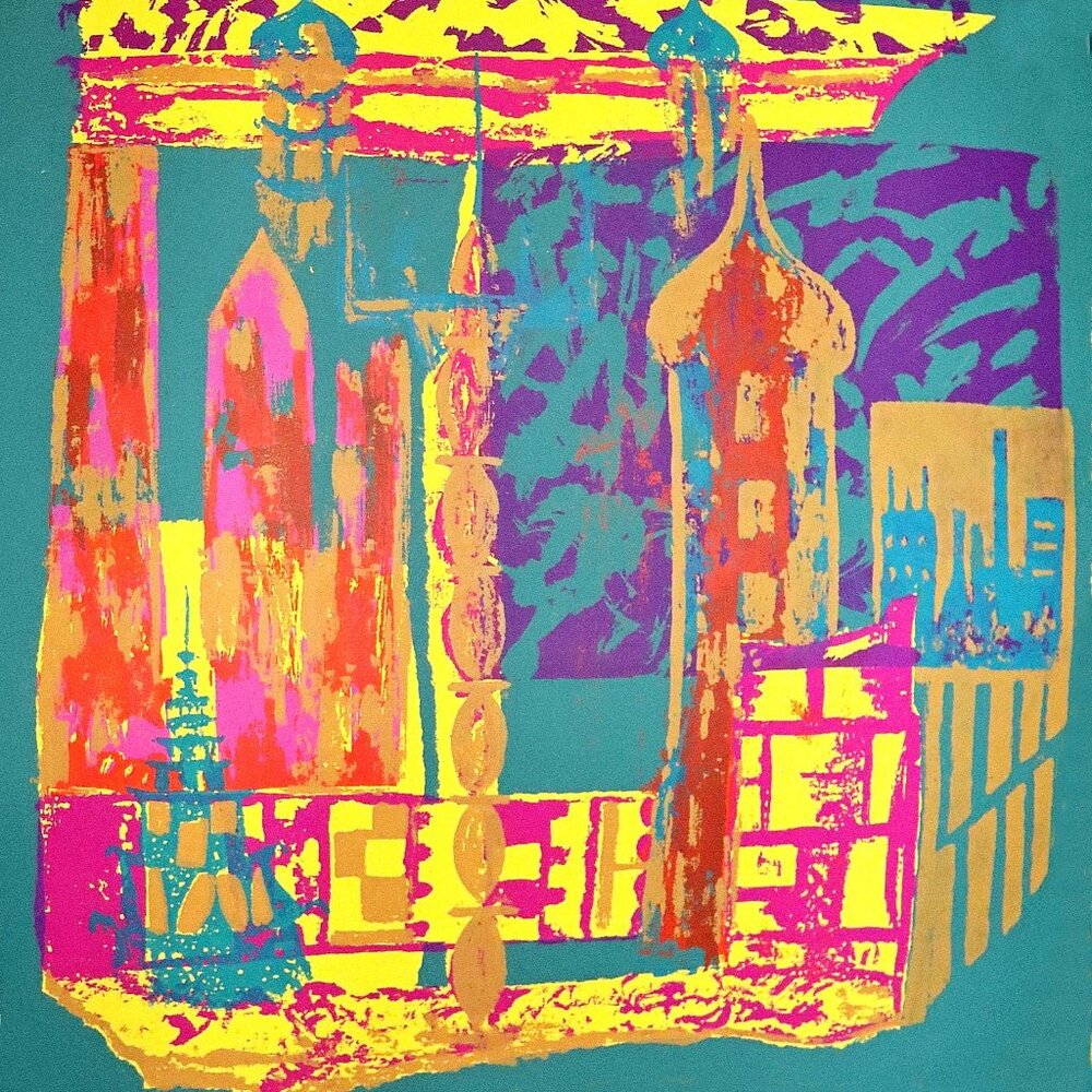 Louise Osada 1961 "Towers of Babel" rare serigraph